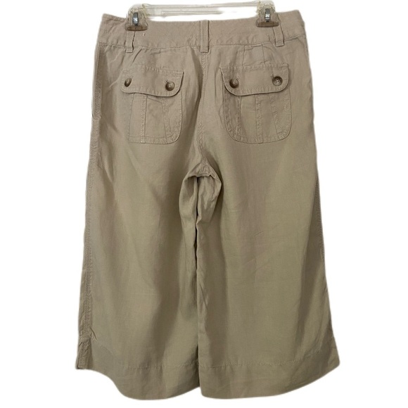 Ann Taylor Linen Culottes Tan Drawstring 4 Pockets Mid Rise Size 6 - Picture 2 of 12